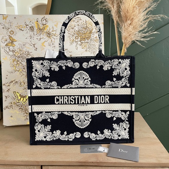 Dior Handbags - ❌SOLD❌NEW CHRISTIAN DIOR Canvas Embroidered Cornely Book Tote Blue White Large